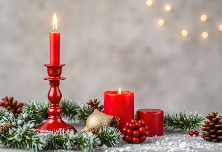 Christmas Ambiance Red Candlestick and the Essence of Holidays